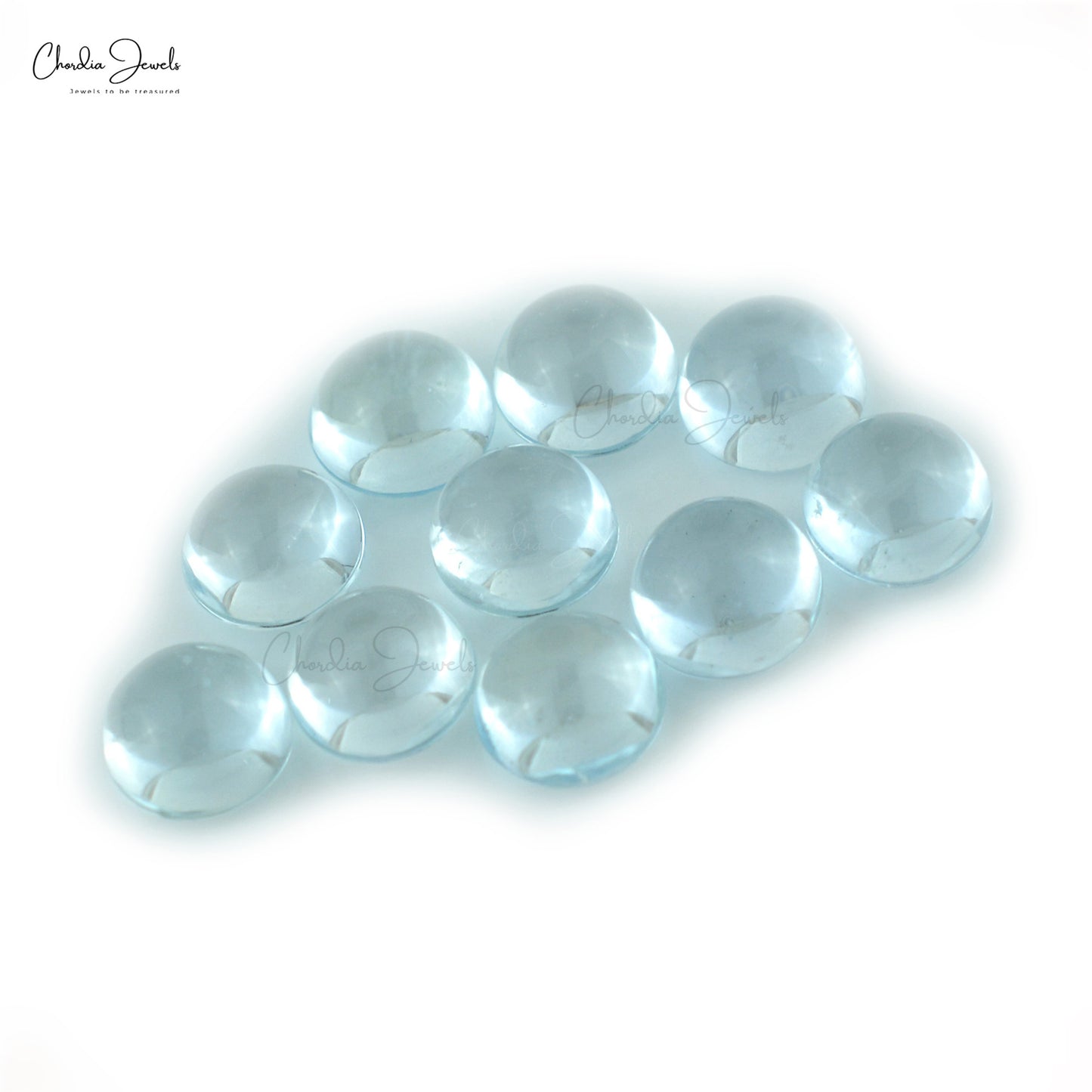 Wholesale Price Natural Aquamarine 7X7MM Round Cabochon Loose Gemstone, 10 Piece