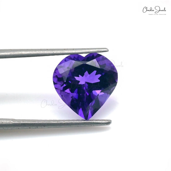 Heart Cut 4.62 Carat Semi Precious Amethyst Loose Stone For Sale, 1 Piece