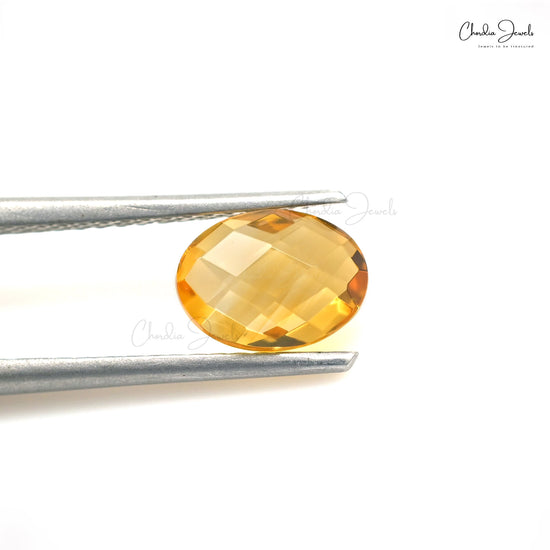 Genuine Citrine 8x6mm Oval Both Side Faceted Loose Stone for Pendant, 1 Piece