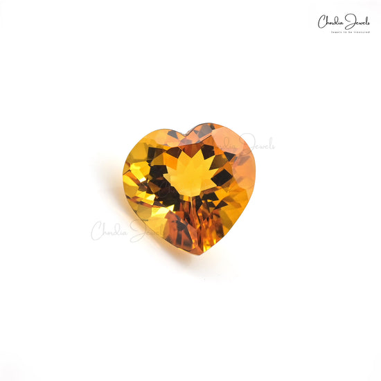 Natural Heart Cut AAA Quality Citrine Loose Stone For Jewelry Making, 1 Piece