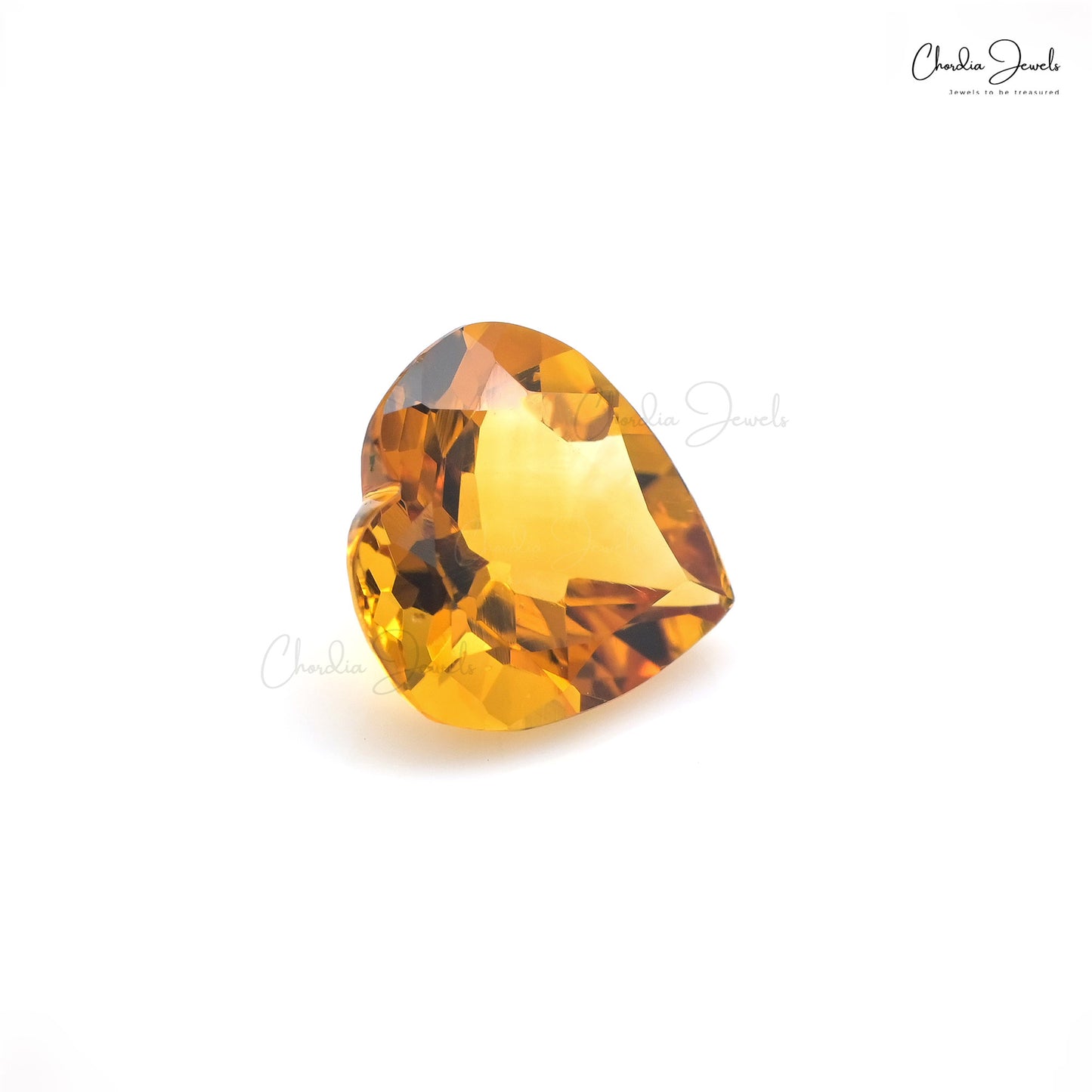 Heart Cut 10mm Citrine Semi Precious Loose Gemstone For Love Ring, 1 Piece