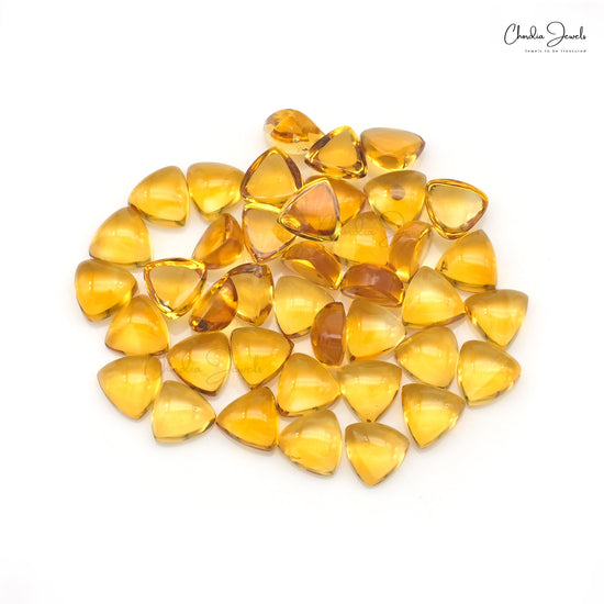 Natural Citrine Trillion Cabochon 6mm Loose Gemstone Lot For Jewelry, 40 Piece