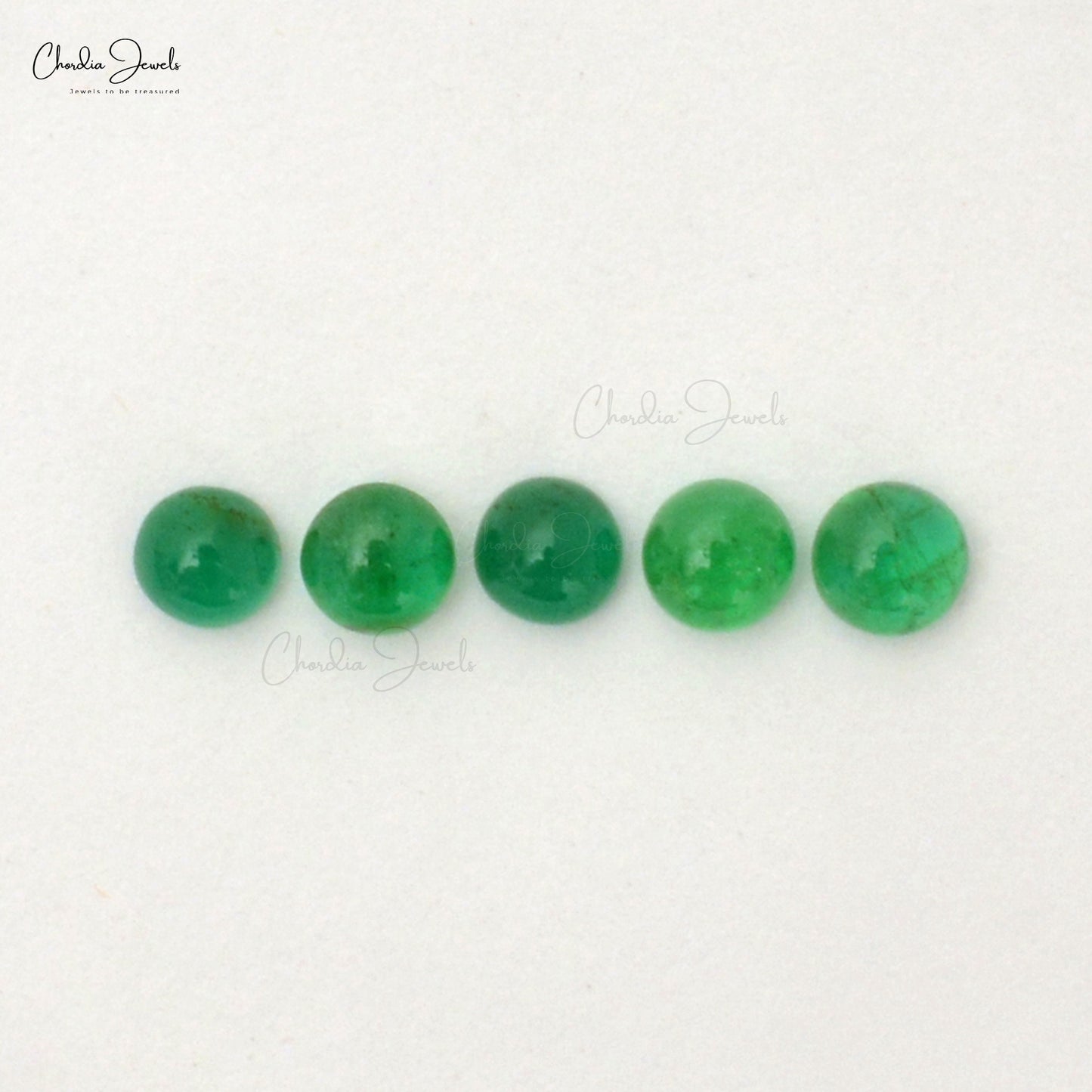 Natural Round Cabochon 1.68 Carat Emerald Loose Gemstone For Jewelry, 5 Piece