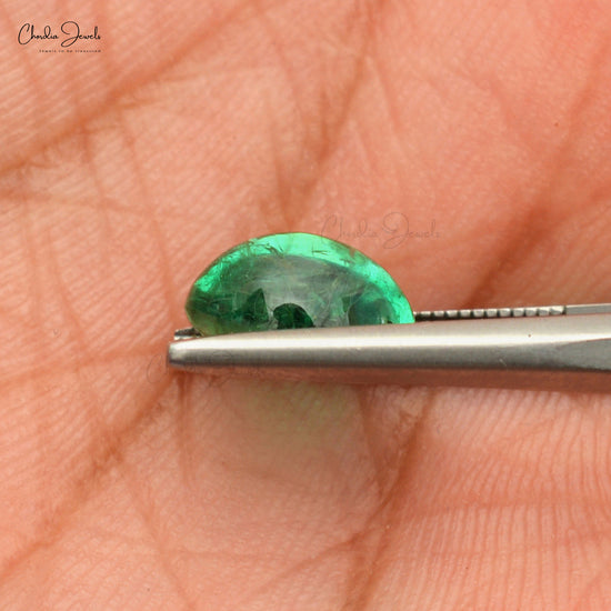 Natural Oval Cabochon 4.05 Carat Emerald Loose Precious Gemstone, 1 Piece