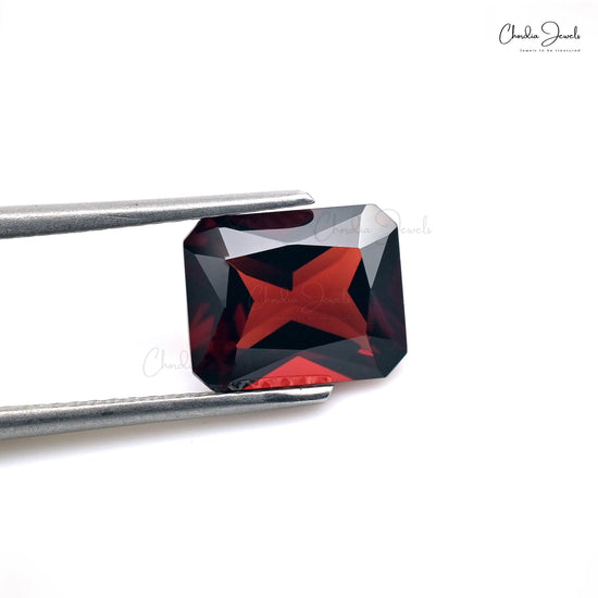 Semi Precious Red Garnet Octagon Cut 10x8mm Loose Stone For Ring, 1 Piece