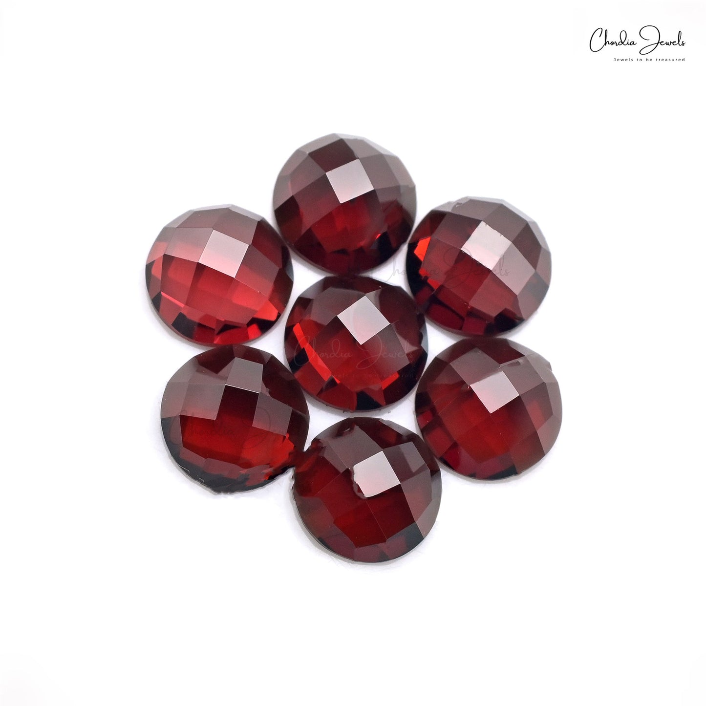 Natural Round Cut AAA Quality Garnet Loose Stone For Jewelry Making, 7 Piece