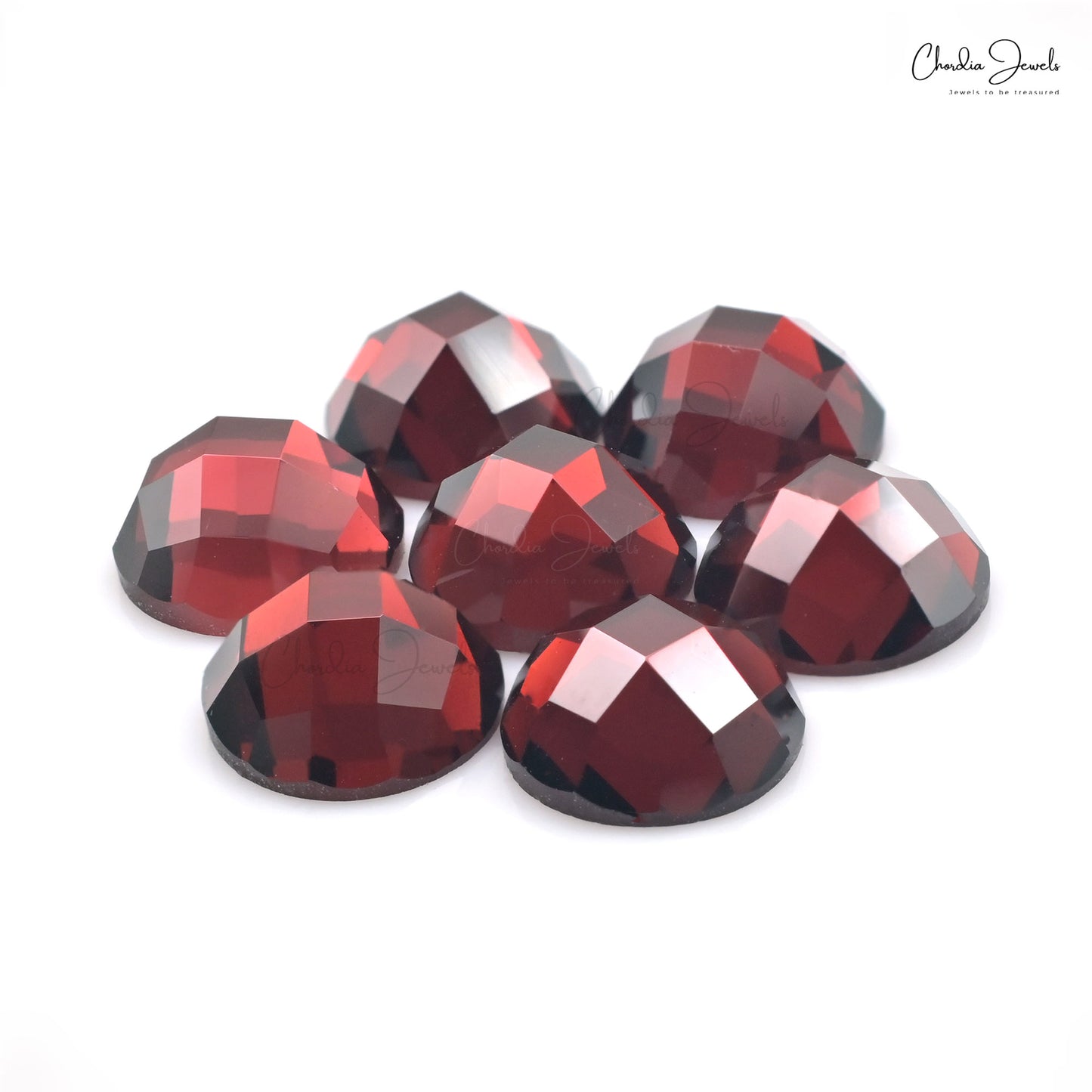 Natural Round Cut AAA Quality Garnet Loose Stone For Jewelry Making, 7 Piece