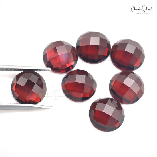 Natural Round Cut AAA Quality Garnet Loose Stone For Jewelry Making, 7 Piece