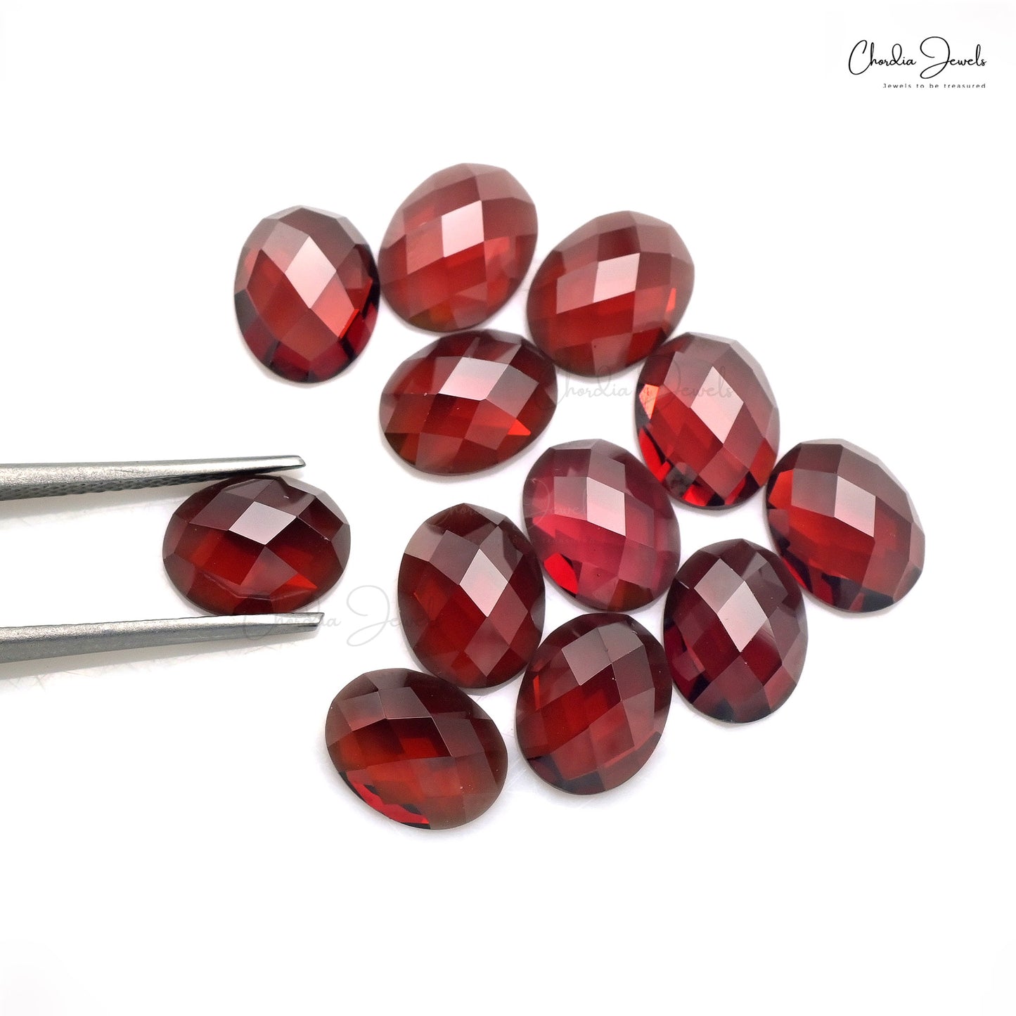 Oval Cut 9x7mm Garnet Semi Precious Loose Wholesale Gemstone Lot, 12 Piece