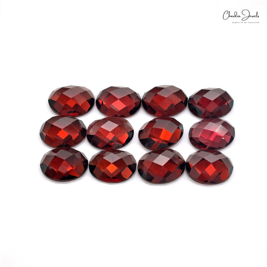 Oval Cut 9x7mm Garnet Semi Precious Loose Wholesale Gemstone Lot, 12 Piece