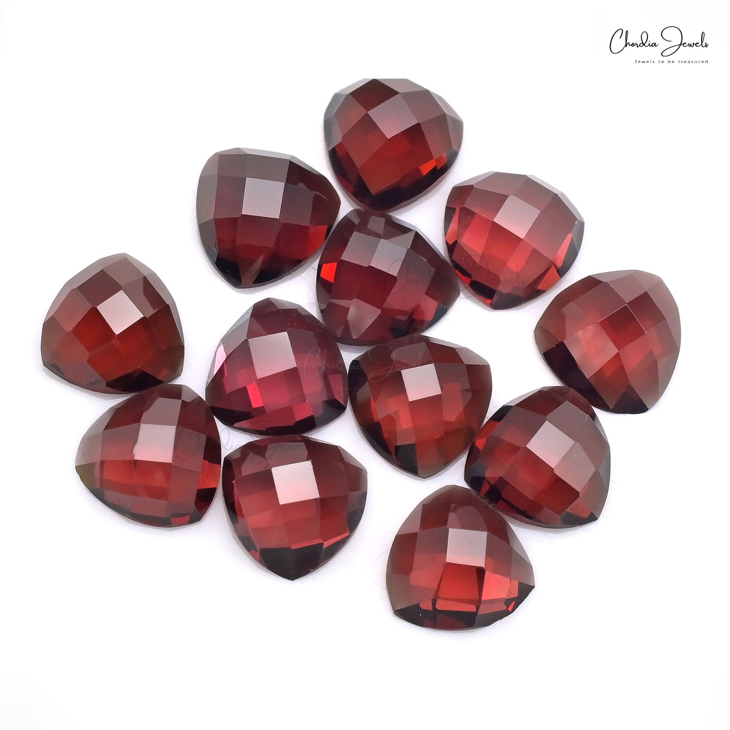 Natural Loose Gemstone Garnet 7mm Trillion Rose Cut Lot for Jewelry, 12 Piece