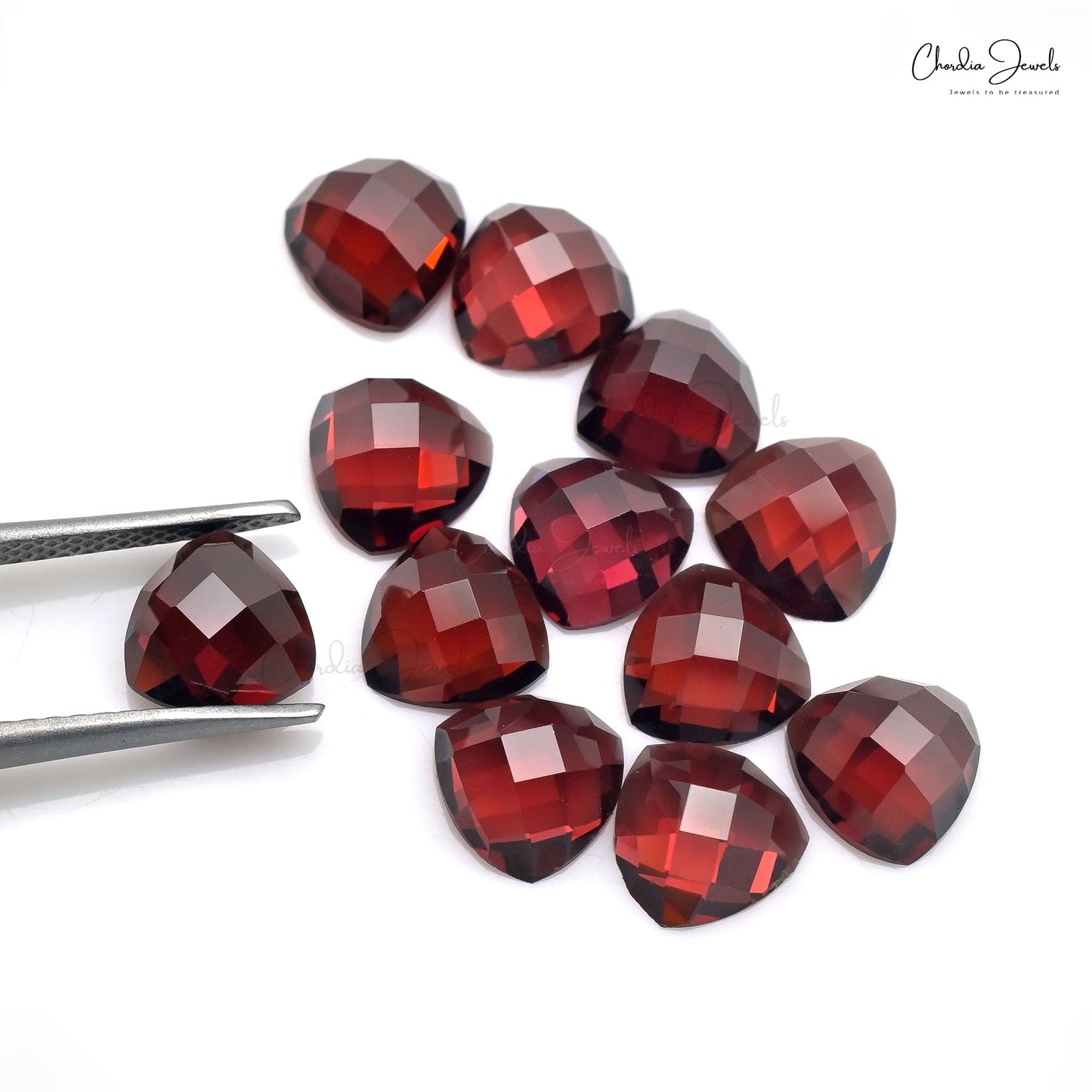 Natural Loose Gemstone Garnet 7mm Trillion Rose Cut Lot for Jewelry, 12 Piece