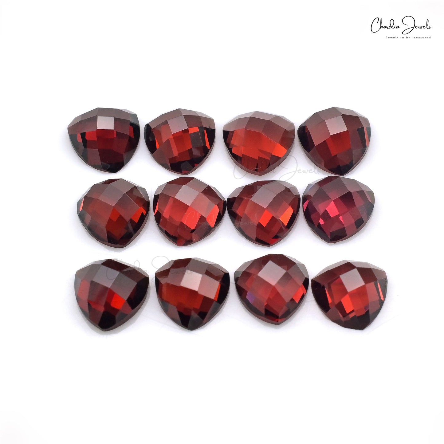 Natural Loose Gemstone Garnet 7mm Trillion Rose Cut Lot for Jewelry, 12 Piece