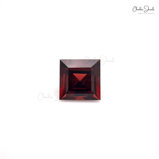 Genuine Square Cut 9mm Garnet Loose Gemstone for Jewelry Making, 1 Piece