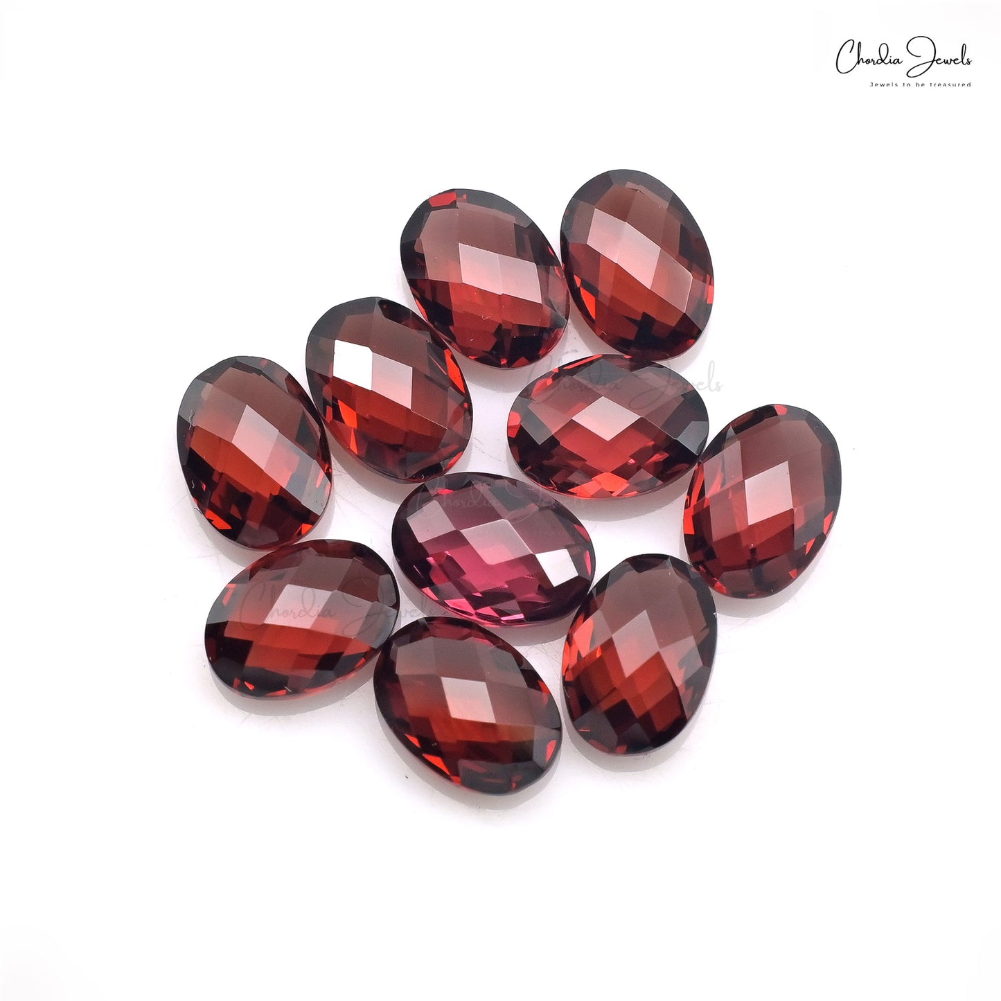 AAA Red Garnet 9.45 Ct Oval Briolette Gemstone Lot For Jewelry Making, 10 Piece