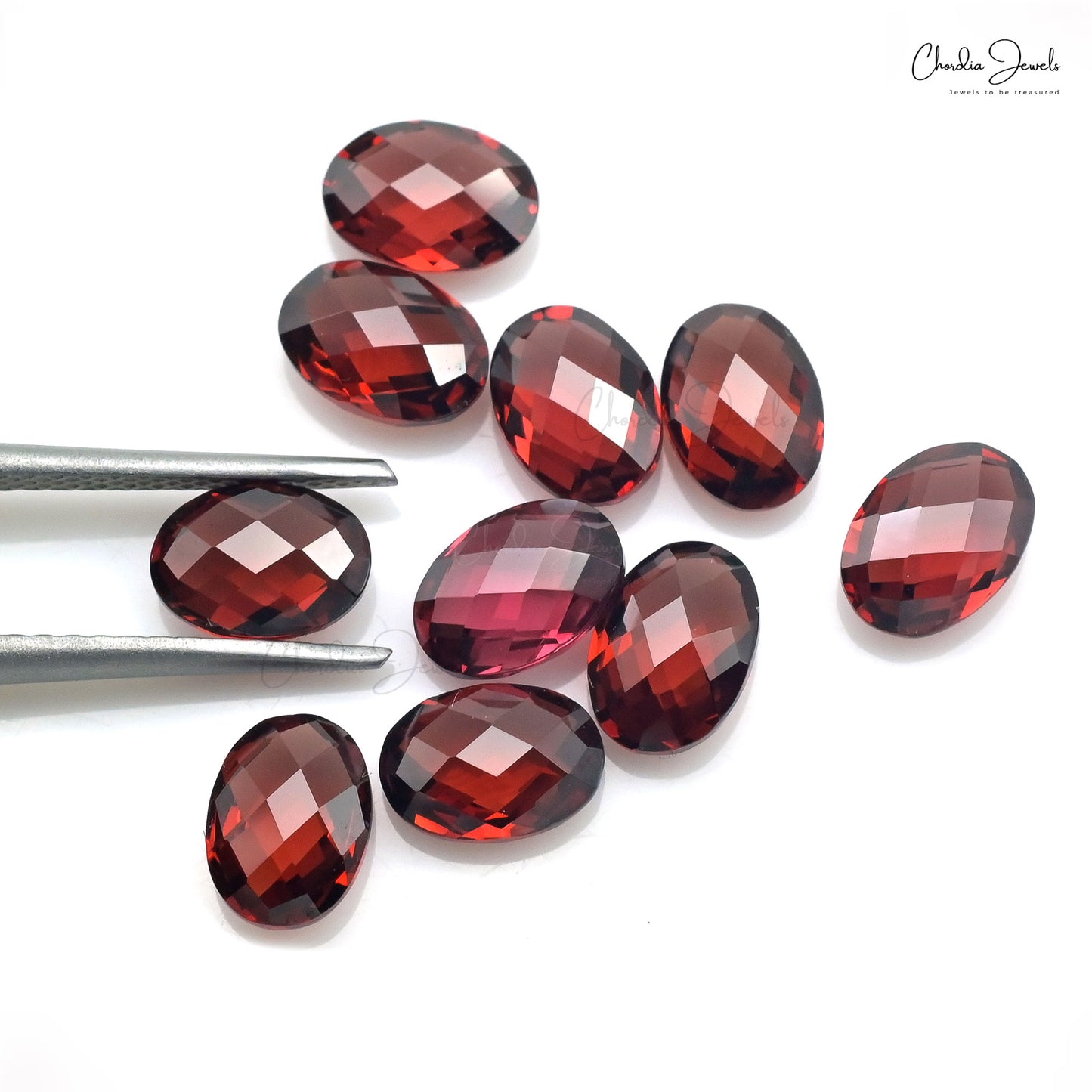 AAA Red Garnet 9.45 Ct Oval Briolette Gemstone Lot For Jewelry Making, 10 Piece