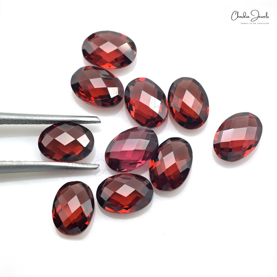 AAA Red Garnet 9.45 Ct Oval Briolette Gemstone Lot For Jewelry Making, 10 Piece