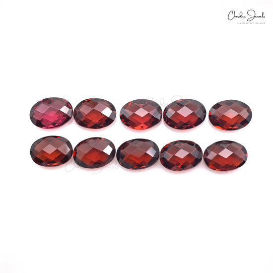 AAA Red Garnet 9.45 Ct Oval Briolette Gemstone Lot For Jewelry Making, 10 Piece