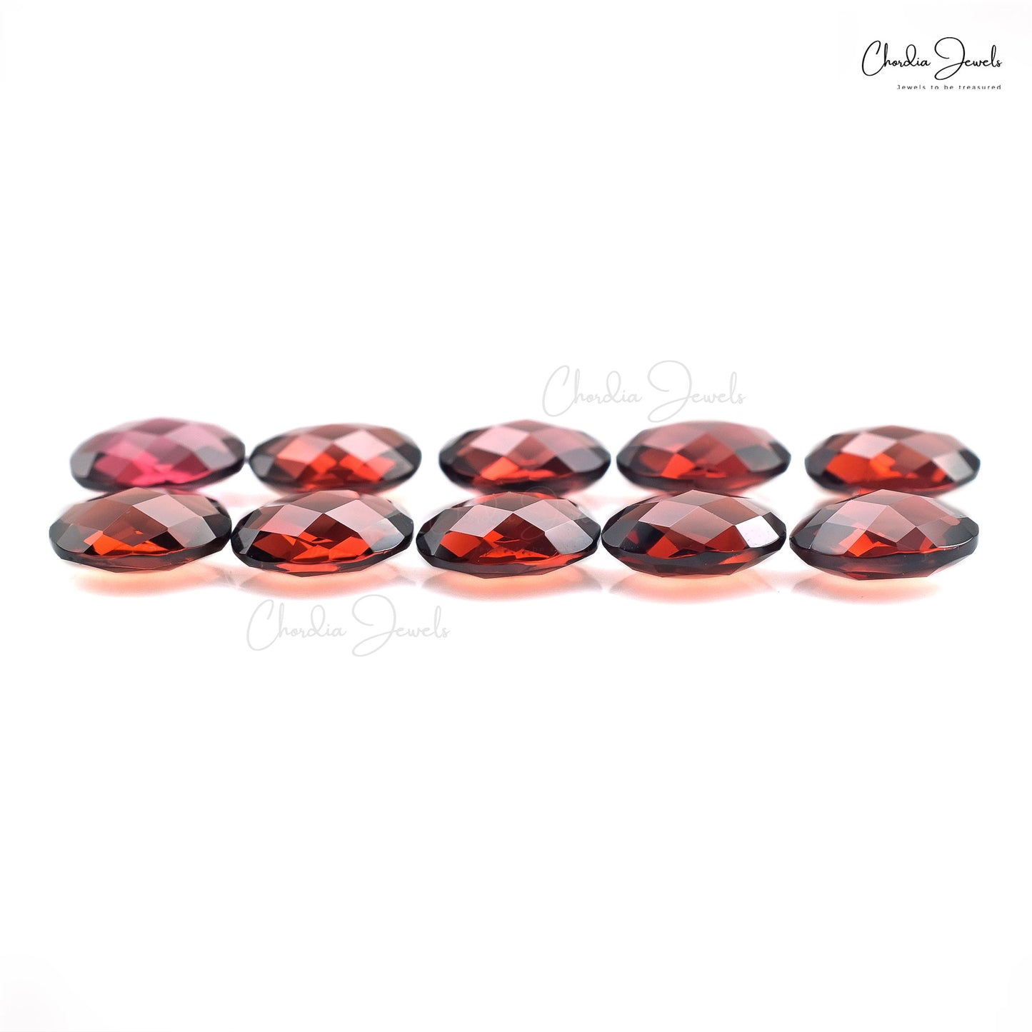 AAA Red Garnet 9.45 Ct Oval Briolette Gemstone Lot For Jewelry Making, 10 Piece