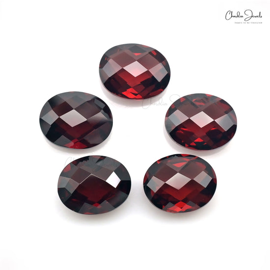 Oval Briolette 10x8mm Garnet Gemstone Both Faceted Loose Stone Lot, 5 Piece