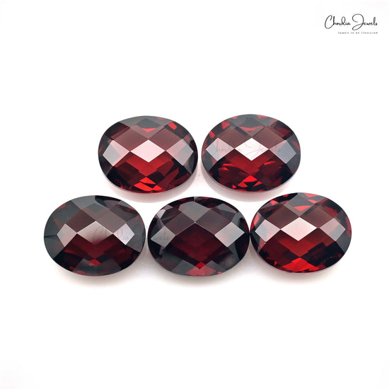 Oval Briolette 10x8mm Garnet Gemstone Both Faceted Loose Stone Lot, 5 Piece