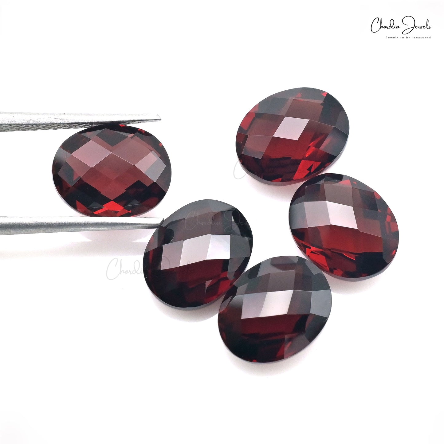 Oval Briolette 10x8mm Garnet Gemstone Both Faceted Loose Stone Lot, 5 Piece