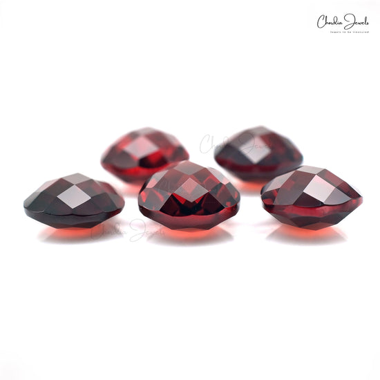 Semi Precious Red Garnet 10x8mm Pear Briolette Loose Stone for Gold Silver Jewelry, 5 piece