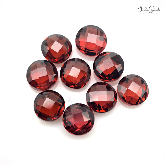 Natural Garnet Semi Precious 7mm Round Briolette Stone Lot At Discounted Price, 9 Piece