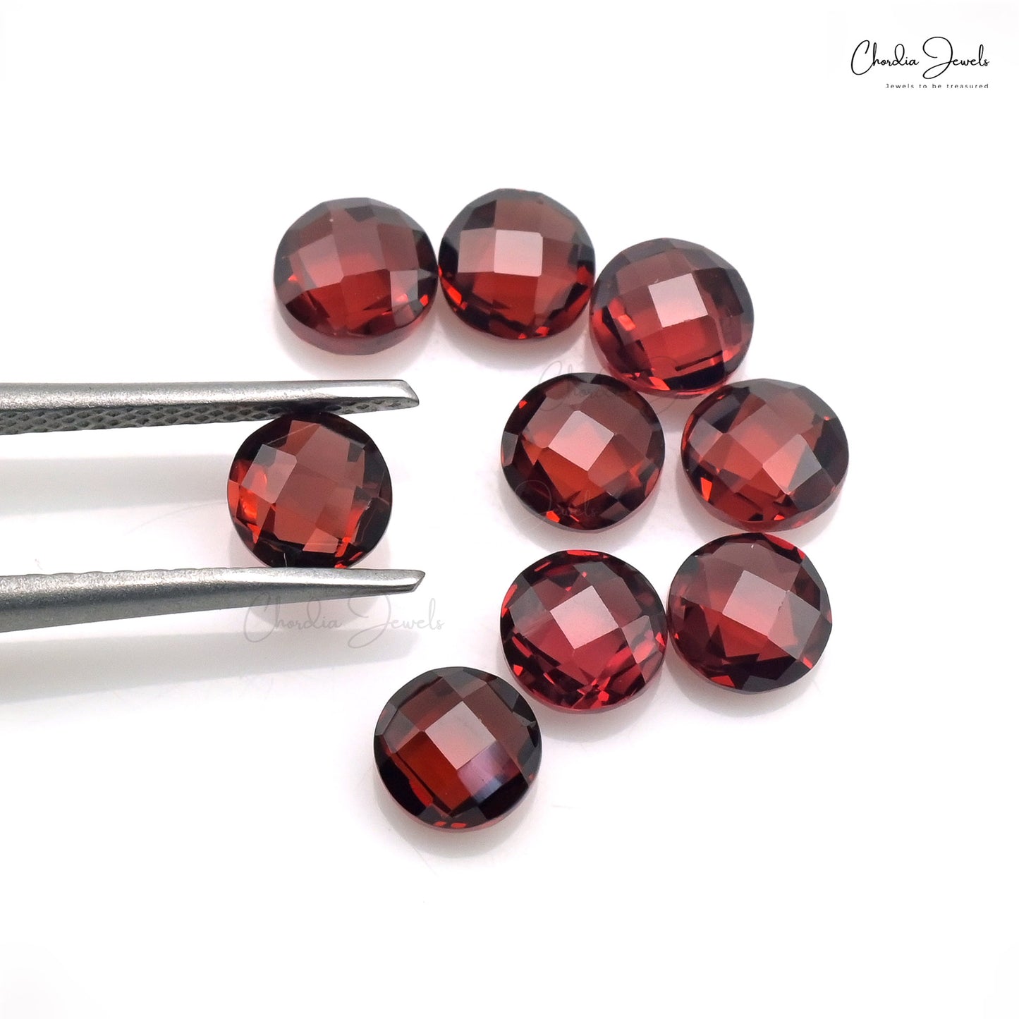 Natural Garnet Semi Precious 7mm Round Briolette Stone Lot At Discounted Price, 9 Piece