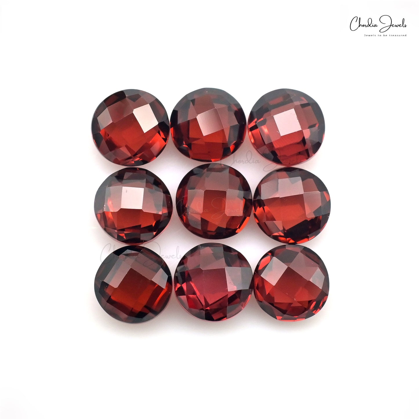 Natural Garnet Semi Precious 7mm Round Briolette Stone Lot At Discounted Price, 9 Piece