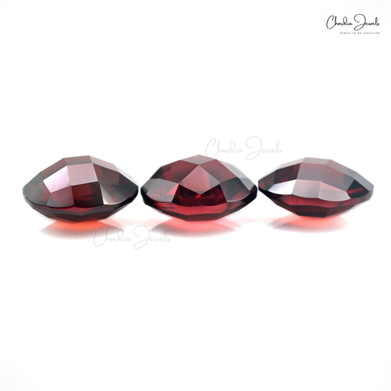 Natural Loose 10mm Round Garnet Both Side Faceted Gemstone for Ring, 3 Piece