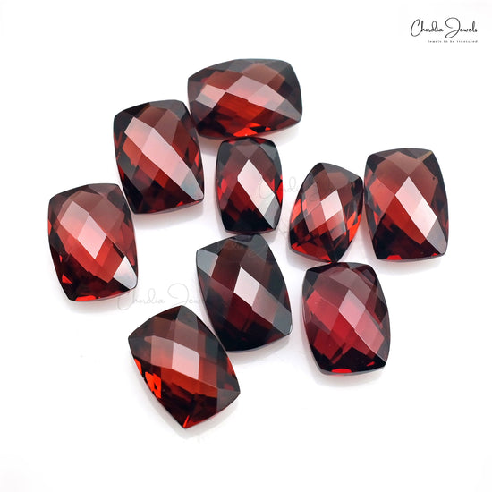 Natural Garnet Octagon Briolette 6x4mm To 7x5mm Loose Gemstone Lot For Jewelry, 9 Piece