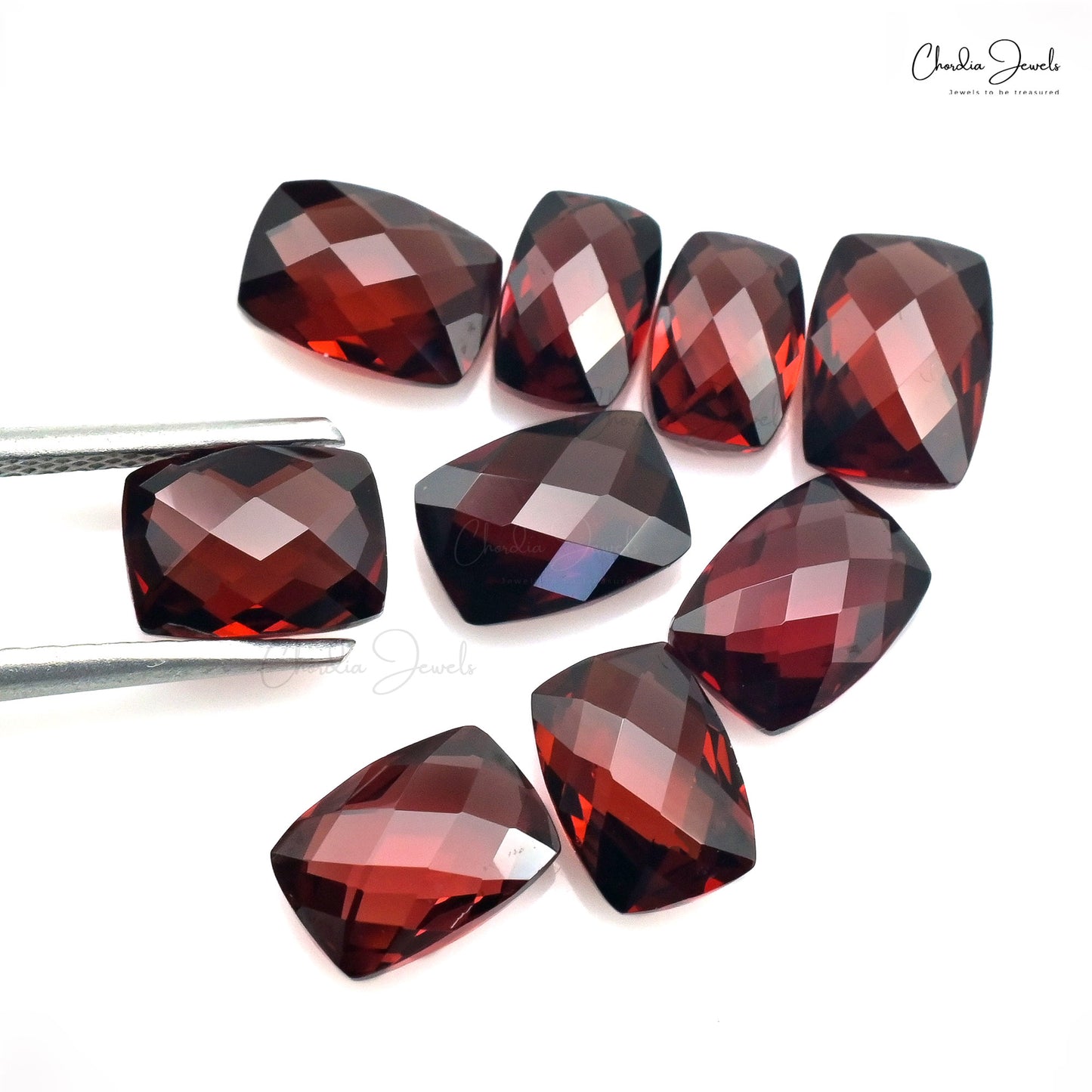 Natural Garnet Octagon Briolette 6x4mm To 7x5mm Loose Gemstone Lot For Jewelry, 9 Piece