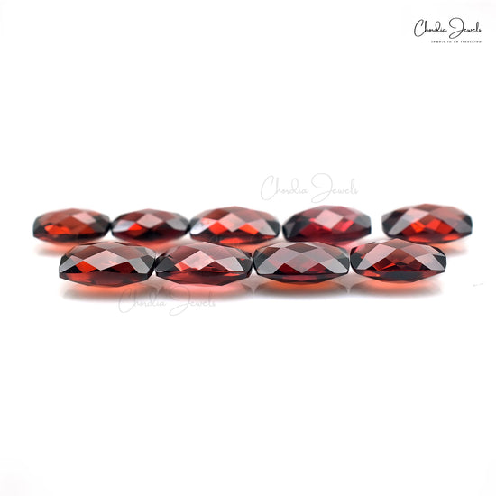 Natural Garnet Octagon Briolette 6x4mm To 7x5mm Loose Gemstone Lot For Jewelry, 9 Piece