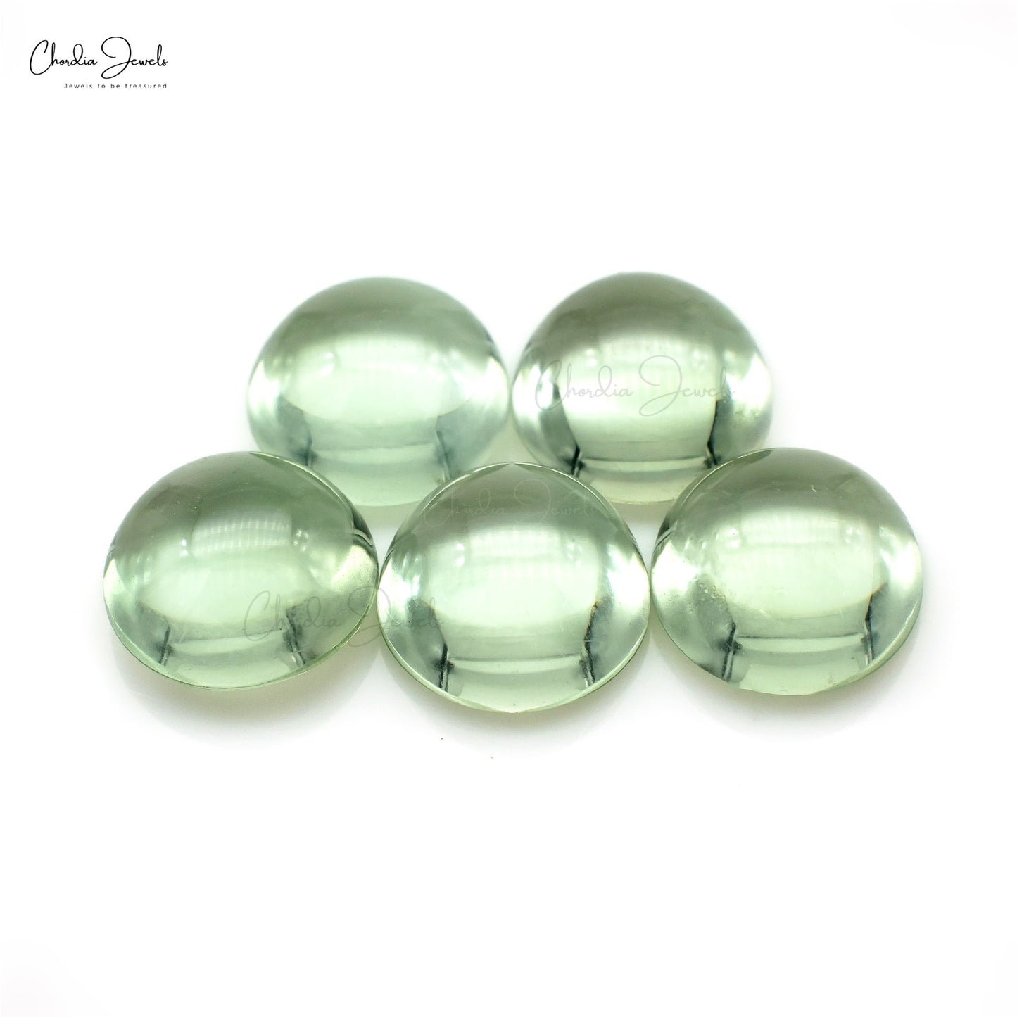 Natural Green Amethyst 10mm Loose Cabochon Lot For Jewelry Making, 5 Piece