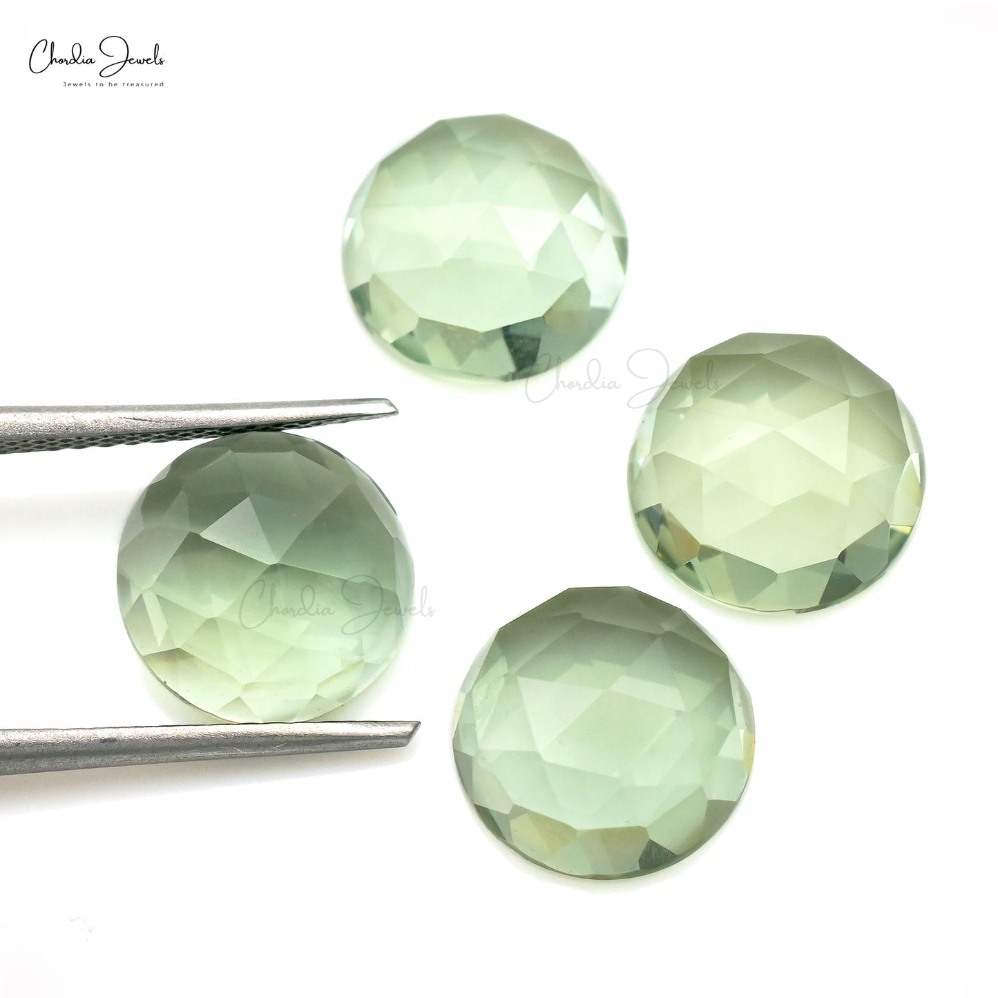 Natural Loose Gemstone Green Amethyst 10mm Round Faceted Stone for Jewelry