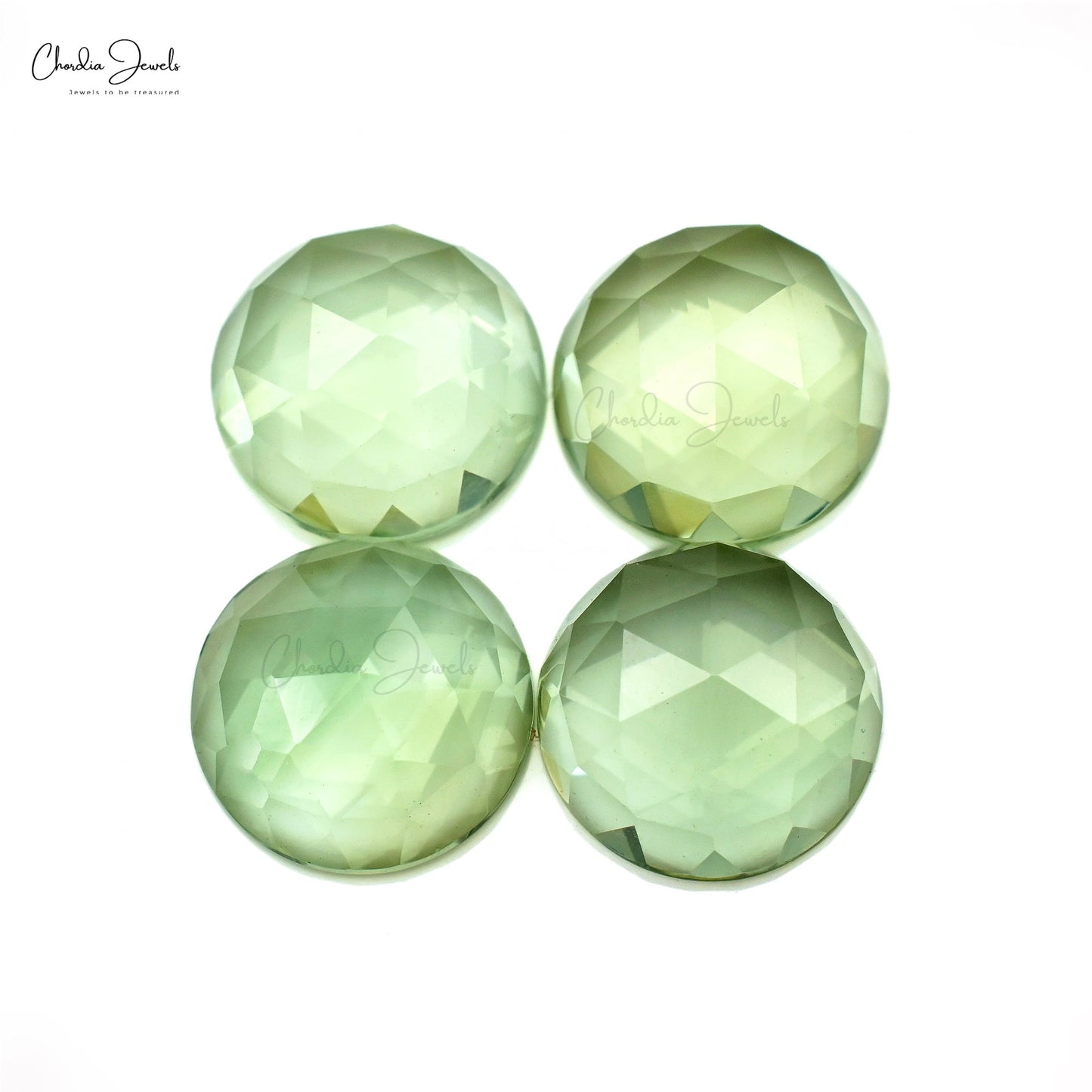 Natural Loose Gemstone Green Amethyst 10mm Round Faceted Stone for Jewelry