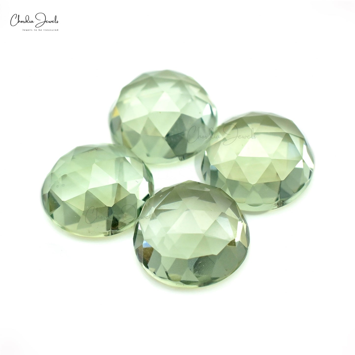 Natural Loose Gemstone Green Amethyst 10mm Round Faceted Stone for Jewelry