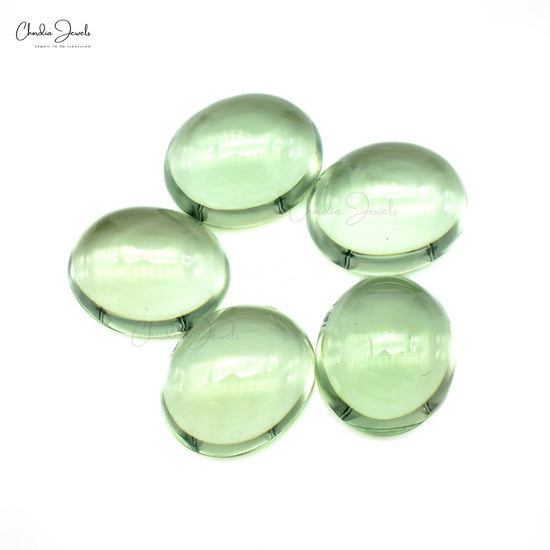 Oval Cabochon 23.62 Ct Green Amethyst Loose Gemstone For Sale, 5 Piece