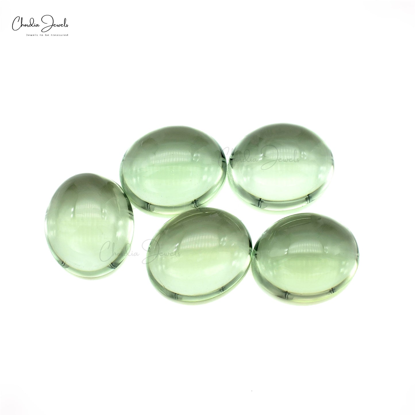 Oval Cabochon 23.62 Ct Green Amethyst Loose Gemstone For Sale, 5 Piece