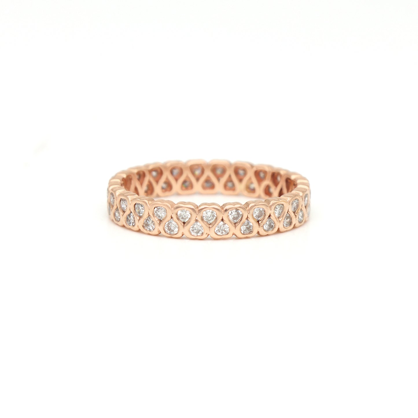 Solid 14k Rose Gold Eternity Ring with 0.79 Ct White Diamond Stacking Band Rings Size US7