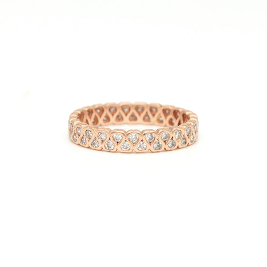 Solid 14k Rose Gold Eternity Ring with 0.79 Ct White Diamond Stacking Band Rings Size US7