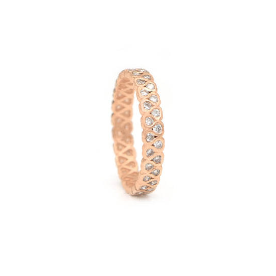 Solid 14k Rose Gold Eternity Ring with 0.79 Ct White Diamond Stacking Band Rings Size US7