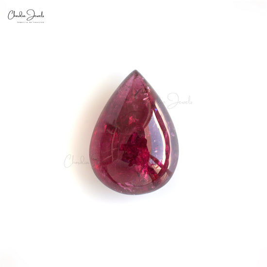 Pear Cabochon Rubellite Tourmaline 27X19MM Loose Gemstone for Necklace, 1 Piece