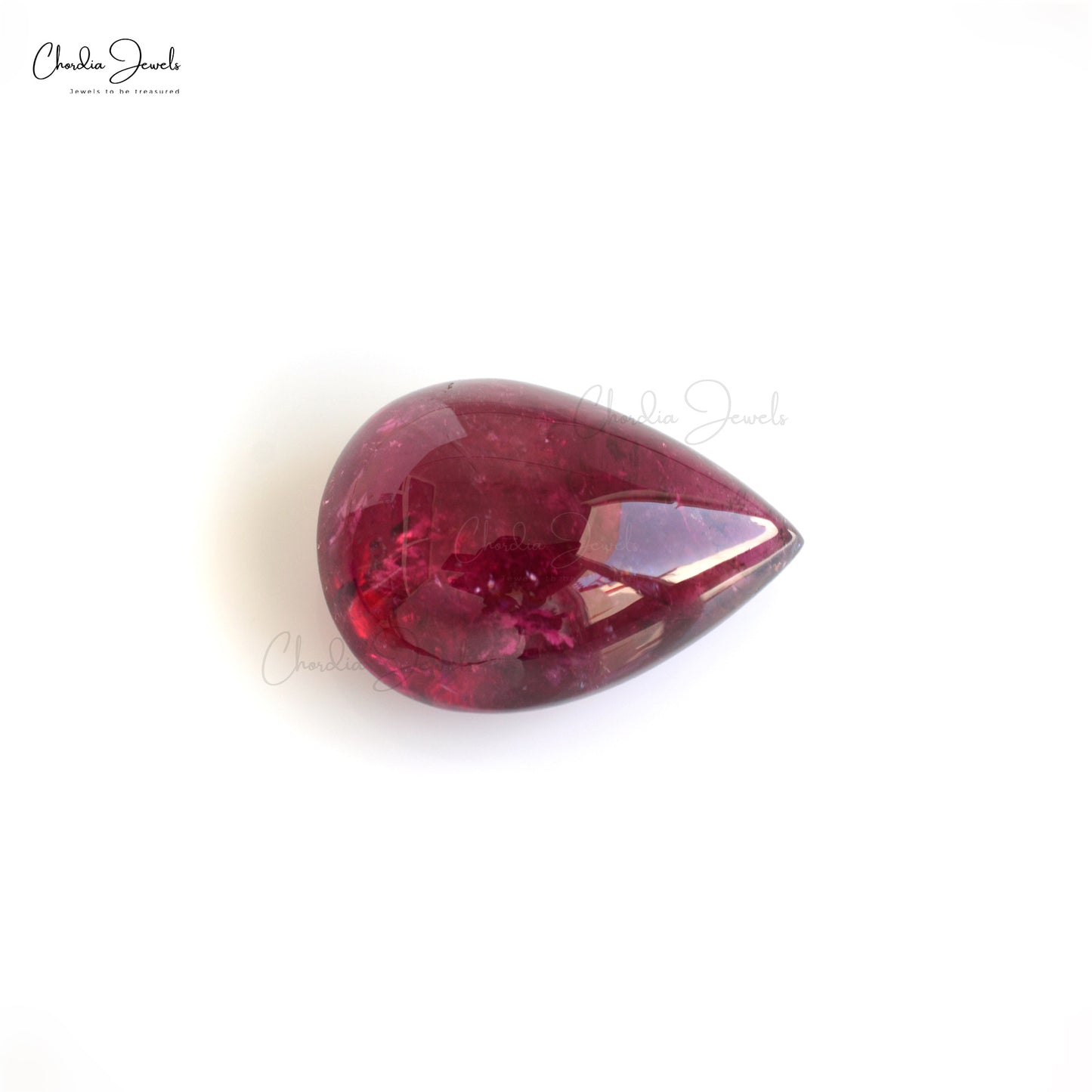 Pear Cabochon Rubellite Tourmaline 27X19MM Loose Gemstone for Necklace, 1 Piece