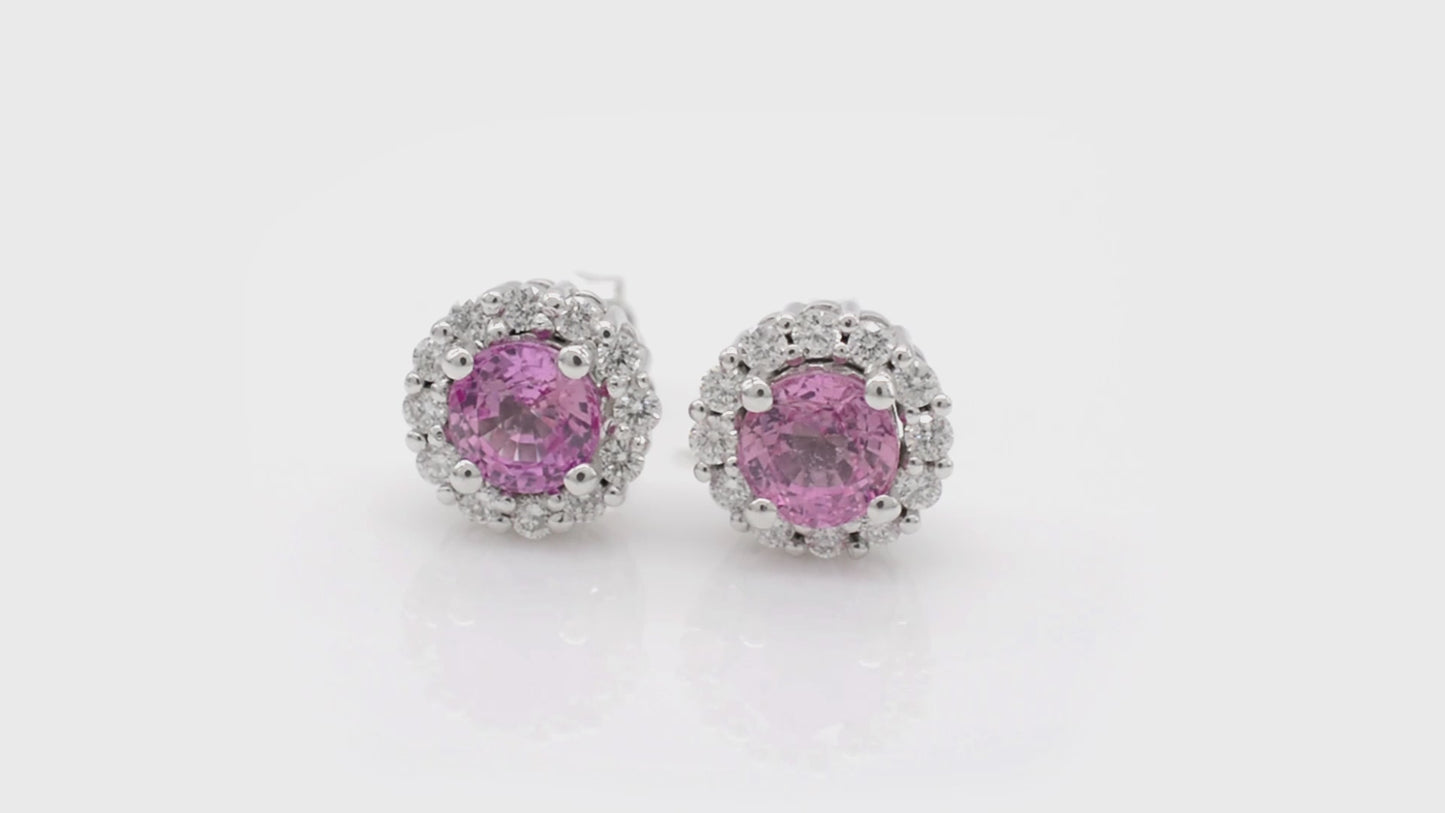 Load and play video in Gallery viewer, Buy Pink Sapphire Earrings
