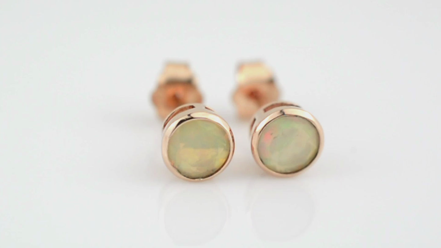 14ct Yellow Gold Opal Stud Earrings - Walker & Hall