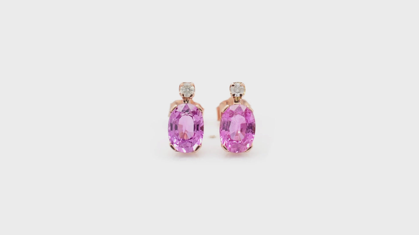 Oval Pink Sapphire Diamond Stud Earrings — J. Sampieri