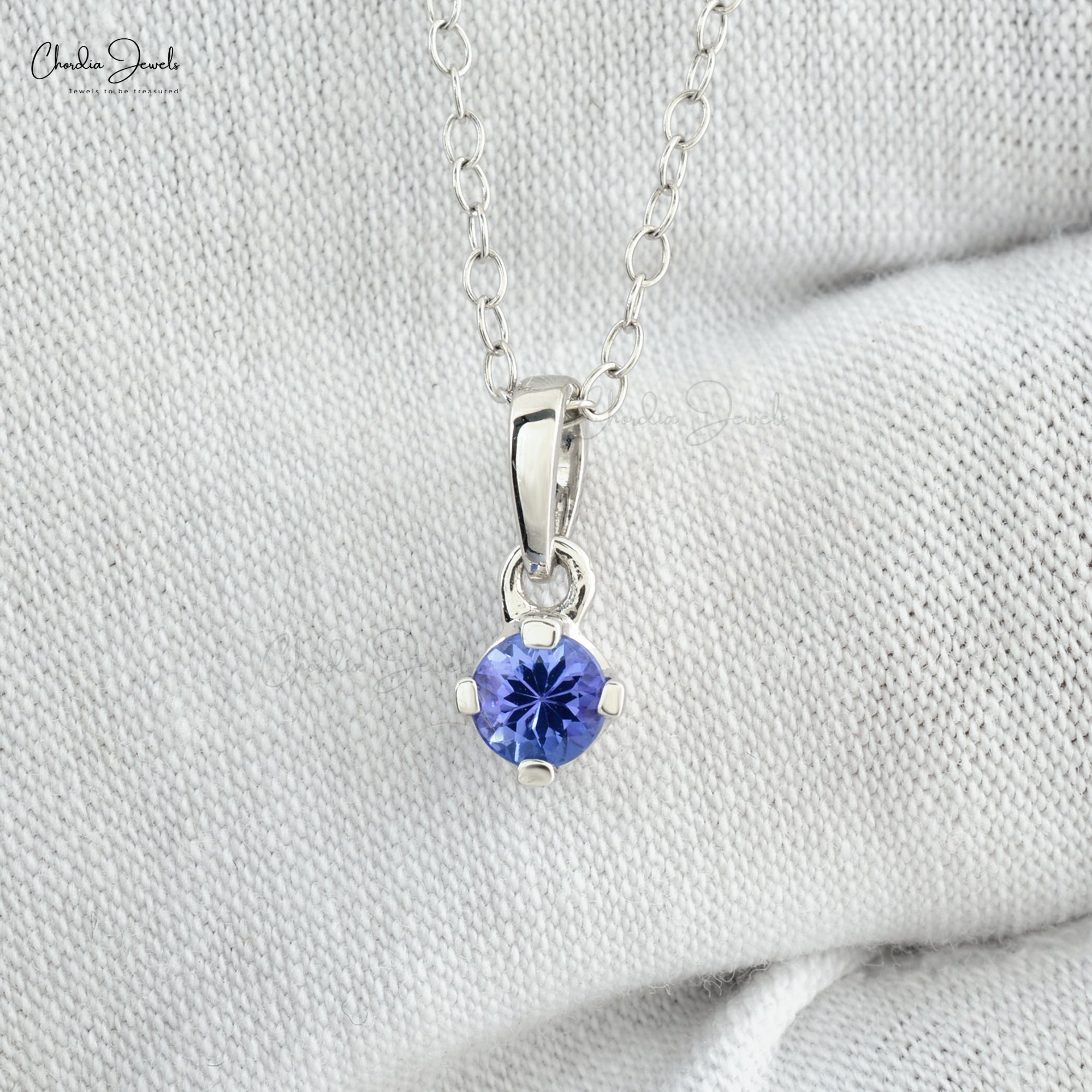 Tanzanite Pendant authentic in Solid Sterling Small Natural Tanzanite Polished Cabochon Ge