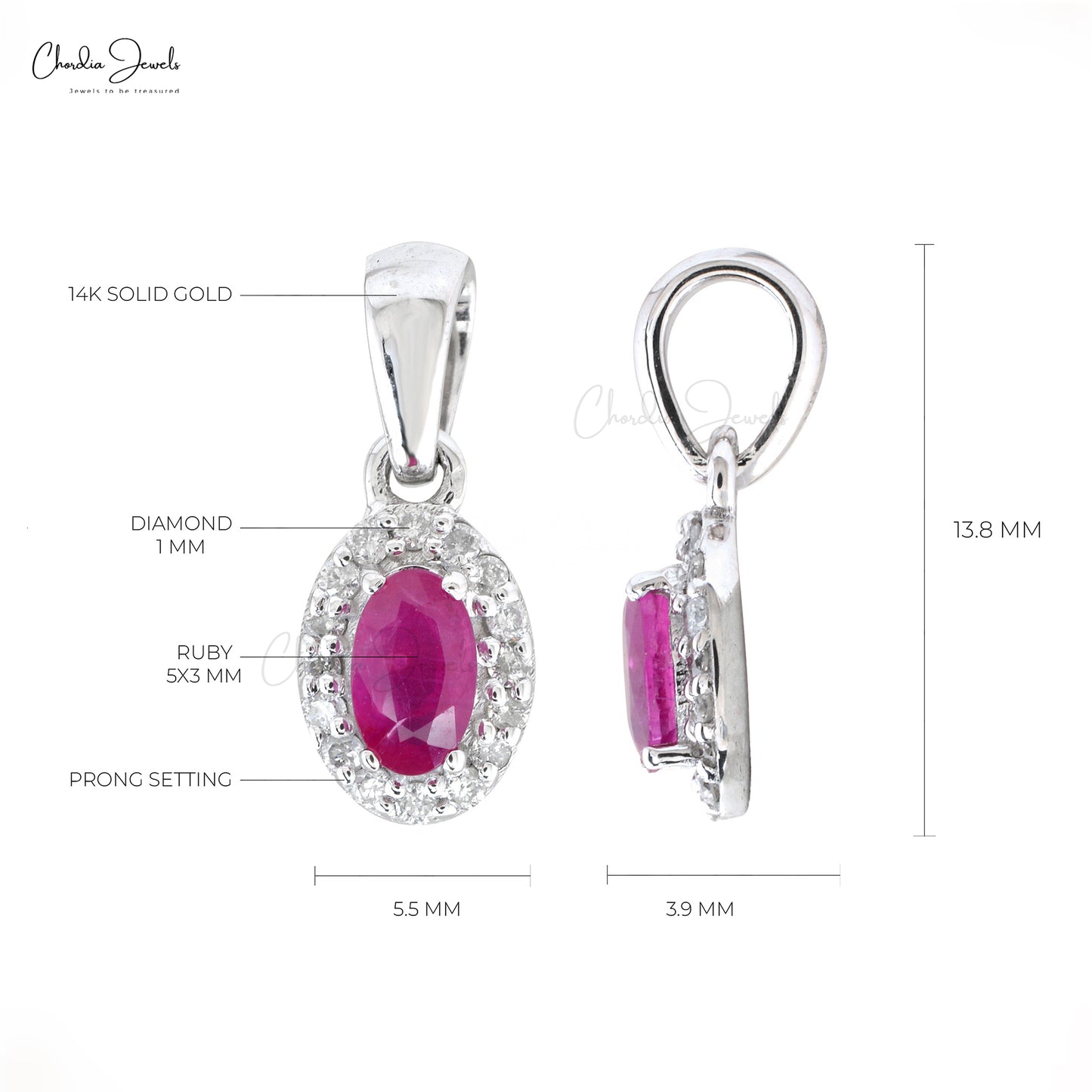 Diamond Hidden Bail Pendant With Ruby